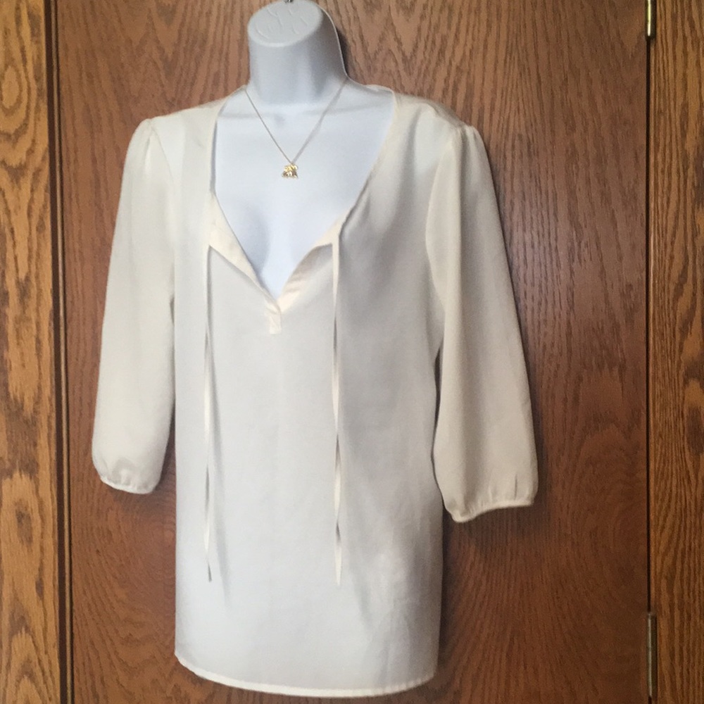 Old Navy Soft Off White Romantic Front Tie Blouse